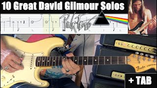 10 Great David Gilmour Solos Pink Floyd  TAB [upl. by Stafani]