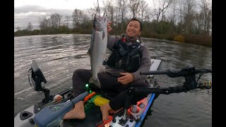 Snohomish River Kayak Fishing October 2024  Broken rod and getting sealed for fish limits [upl. by Odlonra]