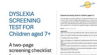 Dyslexia Screening Test [upl. by Aihsenek]