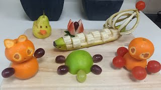 Carving and Slicing Fruits🍏🍐🍌🍊🍇CuttingskillsSlicingskillsart [upl. by Atival]