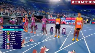 Unbelievable Mens 100m Race in Rome Diamond League [upl. by Novelc]