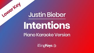 Intentions  Justin Bieber  Piano Karaoke Instrumental  Lower Key [upl. by Anitnatsnok]