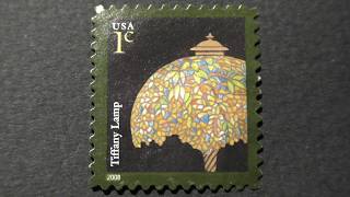 Postage stamp USA Tiffany Lamp 2008 Price 1 cent [upl. by Akanke592]