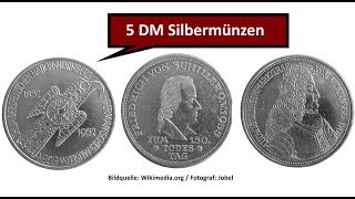 Silbermünzen als Wertanlage BRD 5 DM Münzen  Kursmünzen 19511974 und Gedenkmünzen 19521979 [upl. by Leyla185]