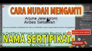 MENGGANTI NAMA SERTIFIKAT DENGAN NAMA SENDIRI MENGGUNAKAN ADOBE PHOTOSHOP [upl. by Cralg84]