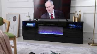 Amerlife Fireplace TV Stand with 36quot Electric Fireplace LED Light Entertainment Center Modern Wood [upl. by Kcirdneked]