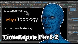 Character Topology  Timelapse  Part 2  Maya  Zbrush  Substance 3D Painter  Head Modeling [upl. by Tani114]