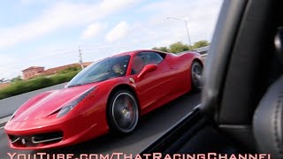 Ferrari 458 challenges Turbo Supra on the highway [upl. by Irok]