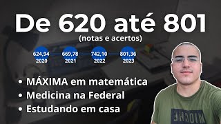 Minha EVOLUÇÃO de NOTAS e ACERTOS no ENEM até passar em MEDICINA Máx em Mat [upl. by Stich]