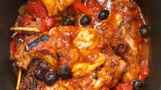 Recette  Lapin tomate poivrons et olives noires [upl. by Acie389]