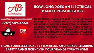 How long does an electrical panel upgrade take [upl. by Aicilyhp]