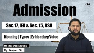 Sec 17 Admission under Evidence Act amp sec 15 BSA  Meaning  Types  Evidentiary value [upl. by Llebasi]