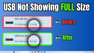 USB Not Showing Full Size  Restore USB Drive Back To Original Full CapacitySize [upl. by Eniac]