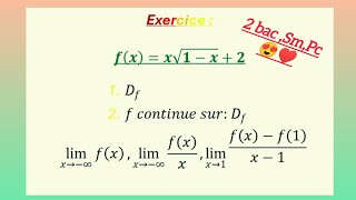 Limite et continuité Exercice partie 01 ♥️😍 [upl. by Yojal]