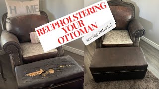 Beginner Friendly Reupholstering Your Ottoman Footstool Furniture [upl. by Oicapot972]