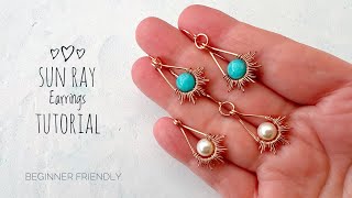 How To Make Jewelry With Copper Wire  Beaded Wire Earrings Tutorial [upl. by Giuditta]