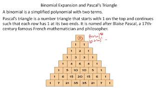 The Coefficients of Binomial expansion Pascals triangle [upl. by Elocn]