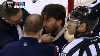 Gotta See It Lundqvist takes puck to neck stays in game [upl. by Janean]