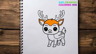 How to draw a Reindeer  Reindeer Easy Draw Tutorial [upl. by Leotie]