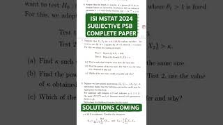 ISI MSTAT 2024 SUBJECTIVE PSB COMPLETE PAPER SOLUTIONS COMING isi admission souravsirclasses [upl. by Gabbert]