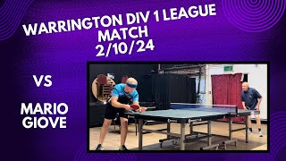 Neil Myatt vs Mario Giove Antispin BH  Warrington Div 1 League Match  21024 [upl. by Ku788]