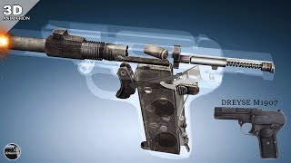 3D Animation How the Dreyse Model 1907 Pistol works [upl. by Rebma354]