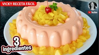 GELATINA DE YOGURT DE DURAZNO CON 3 INGREDIENTES  VickyRecetaFacil [upl. by Ajim474]