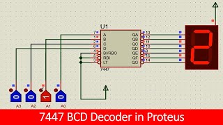 how to simulate 7447 BCD decoder in Proteus tutorial [upl. by Urbannal49]