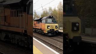 Colas Class 70 with tones passing Shieldmuir on the West Coast Mainline trainspotting uktrains [upl. by Launce]