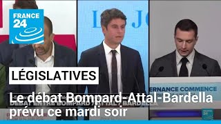 Législatives en France  le débat BompardAttalBardella prévu ce mardi soir • FRANCE 24 [upl. by Trebron]