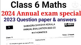 Class 6 maths Annual question paper and answer 2023class 6 maths annual exam important questions 24 [upl. by Annirak]