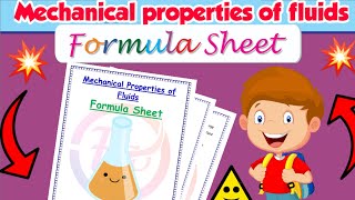 Formula Sheet  Mechanical properties of fluids Class 11 Physics chapter 10 Edustudypoint [upl. by Carla]