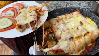 CANELONES EN SARTENsin horno ¡pocos ingredientes caseros deliciosa [upl. by Salangi440]