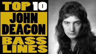 Top 10 Queen  John Deacon bass lines [upl. by Nicolau874]