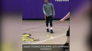 Isaiah Thomas plays pickup basketball after practice at Emerson College [upl. by Dnomaj]