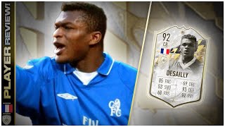 PRIME ICON MOMENTS 92 RATED MARCEL DESAILLY PLAYER REVIEW  FIFA 22 ULTIMATE TEAM  THE BRICK WALL [upl. by Naeerb934]