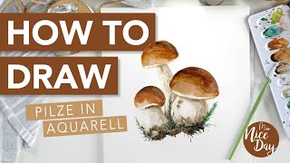 Tutorial 🍄‍🟫 Steinpilze in Aquarell [upl. by Lhadnek918]