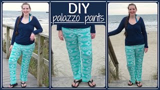 How to Make a Pair of Palazzo PantsPajama Pants  Stretch Fabric Pants with Yoga Waistband [upl. by Resaec939]