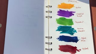 DIAMINE INK Imperial purple Oxblood Aurora borealis Amber Oxford blue Meadow [upl. by Suilenrac783]