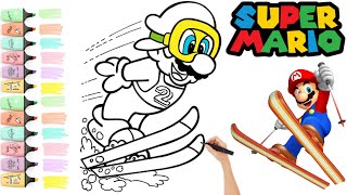 Coloring Super Mario Skiing Coloring Page  Coloring videos for kids coloringpages supermario [upl. by Yssirk]