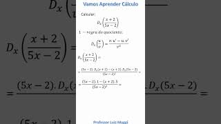DERIVADA REGRA DO QUOCIENTEprofessorluizmaggi [upl. by Gail]