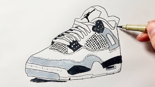 How to Draw Jordan 4 Sneakers [upl. by Asiret]