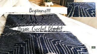 MOSAIC CROCHET  FOR BEGINNERS  EASY FOLLOW ALONG TUTORIAL mosaiccrochet mosaiccrochetblanket [upl. by Aluap]