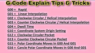 GCODE Basic Explain Cnc Programming Class [upl. by Eelah629]