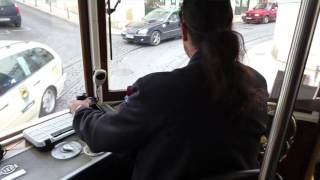 tram 28 lisbon driver view [upl. by Nnawaj]