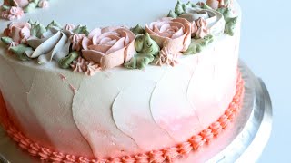 Whipped Cream Rose Cake Tutorial [upl. by Atorod741]