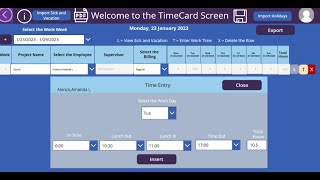 PowerApps Timesheet  Save Hours Breakdown [upl. by Udella782]