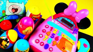 Surprise EGGS Minnie Mouse Cash Register THOMAS AdventureTime Super Mario Frozen Cars Spiderman Shop [upl. by Lyndell751]