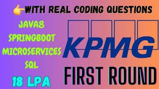 27 Years Interview Experience  Java  Spring Boot  Microservices  SQL  KPMG [upl. by Eniamurt984]