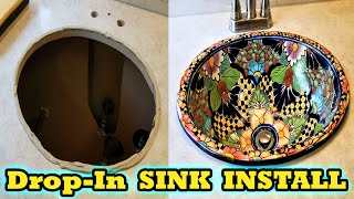 How to install a DropIn Bathroom Sink into a Formica  Laminate countertop amp Make a sink template [upl. by Vernier987]